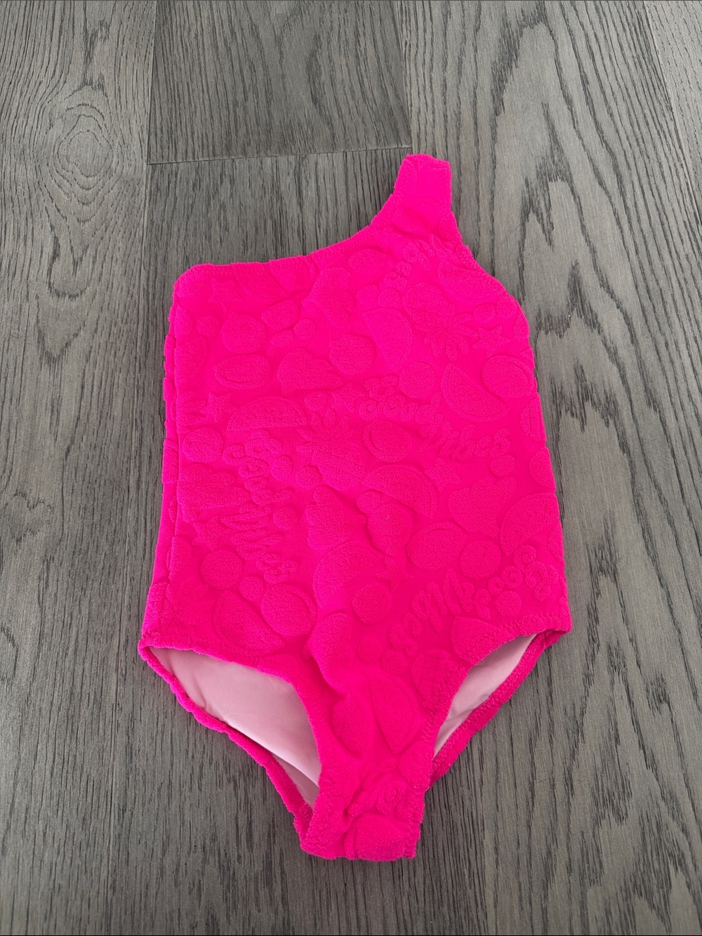 Molo Kids One-Shoulder One-Piece Swimsuit in Hot Pink